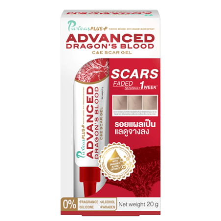 Puricas,Puricas Plus Advanced Dargon's Blood C & E Scar,Scar Gel,เจลลดรอยแผลเป็น,เจลแต้มสิว,